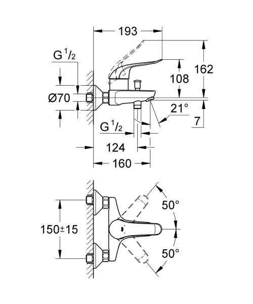 Смеситель однорычажный для ванны GROHE Euroeco Special 32783 000 (32783000) 