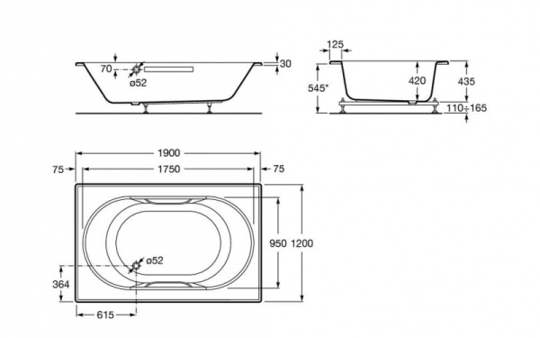 Ванна акриловая Roca Bora 247822001