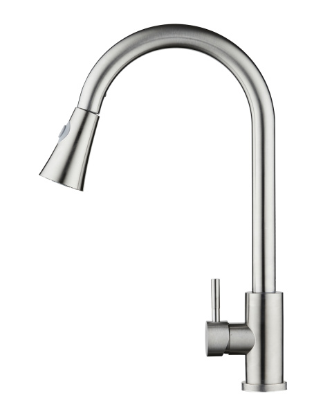 Смеситель для кухни однорычажный с вытяжным изливом Orange Steel M99-120st сталь