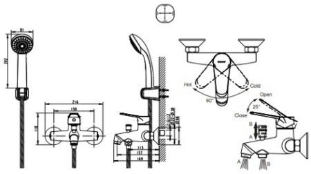 Смеситель для ванны короткий излив Bravat Emeralda F6135147CP-B-RUS