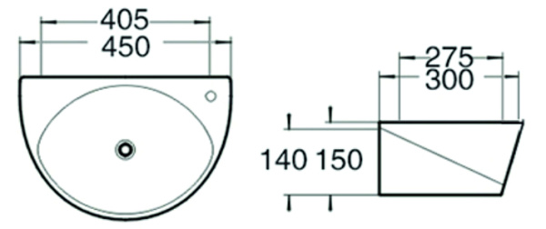 Раковина подвесная (40,5х27,5) SantiLine SL-2016