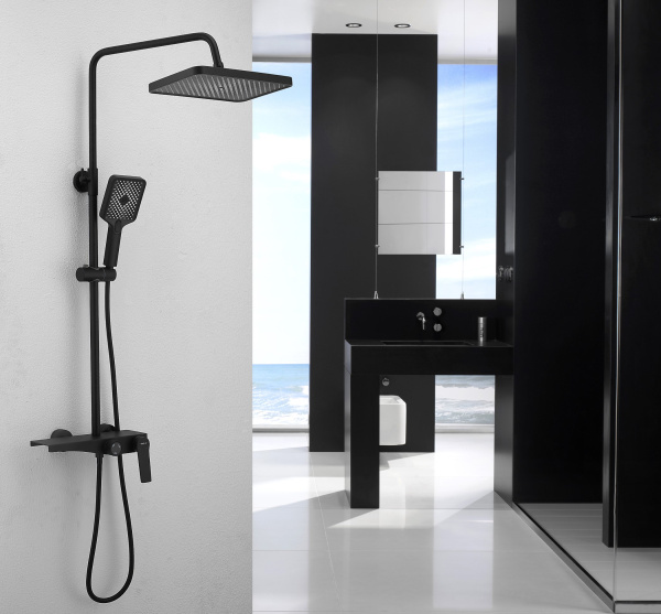 Душевая система с изливом Belz B24572-7, черный Душевая система с изливом Belz B24572-7, черный