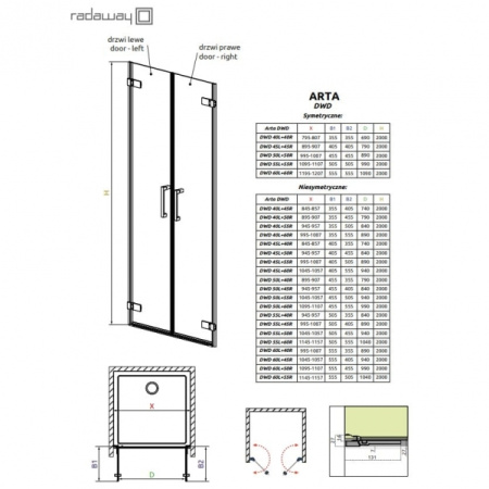 Душевая дверь Radaway Arta 386181-03-01L