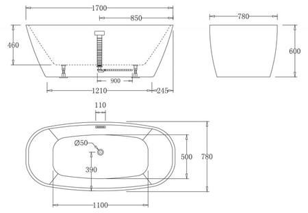 Ванна акриловая BelBagno BB72-1700