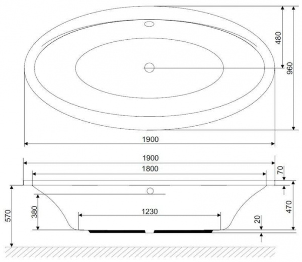 Акриловая ванна AM.PM Admire W1AA-190C095W-A