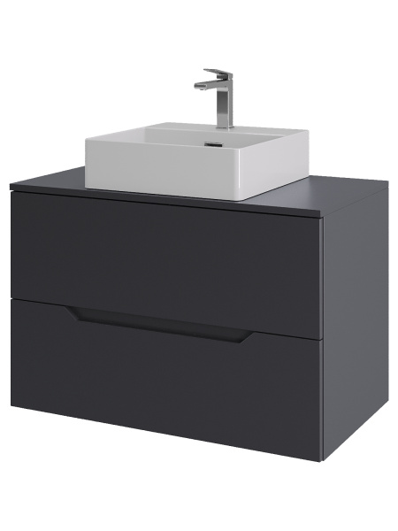 Тумба с раковиной подвесная 80 см, Orange Line Li-80TugMDF+B04-405W графит/белый