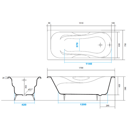 Чугунная ванна Aquatek Гамма (170x75) AQ8070F-00