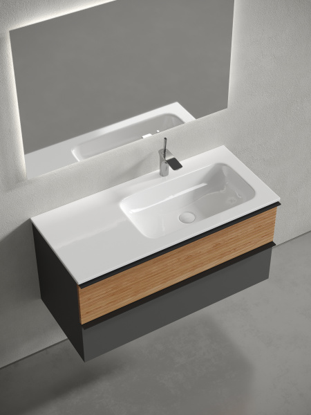 Тумба под раковину Sancos  Delta DL100RGR  дуб красный/графит