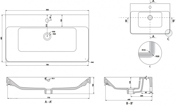Раковина Brevita Luxury 11080-KL