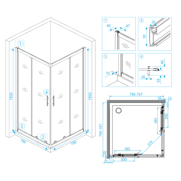 Душевой уголок (80х80) RGW Hotel HO-31 03063188-11