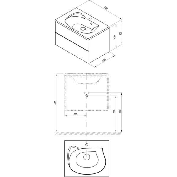 Тумба под раковину Ravak Rosa II SD 76 X000001295