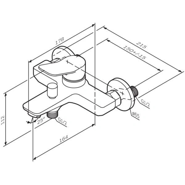 Смеситель для ванны Am.Pm X-Joy F85A10044 бронза