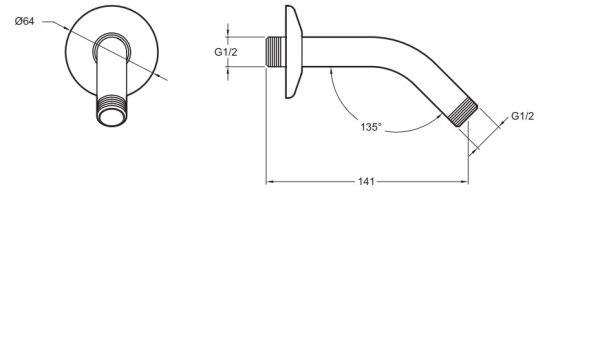 Душевой кронштейн Jacob Delafon Moxle E11626-CP Душевой кронштейн Jacob Delafon Moxle E11626-CP