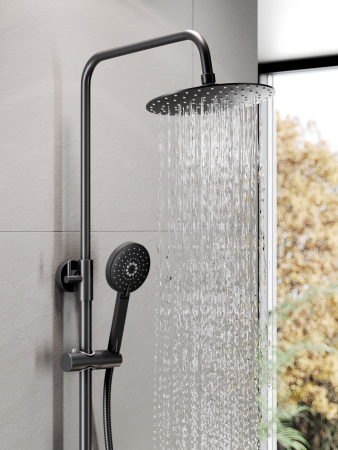 Душевая система смеситель с изливом Agger Brilliant A0393344 черный