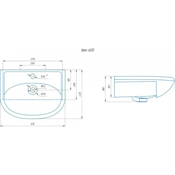 Раковина RUNO мебельная Rosa Уют 60 (00000000154)