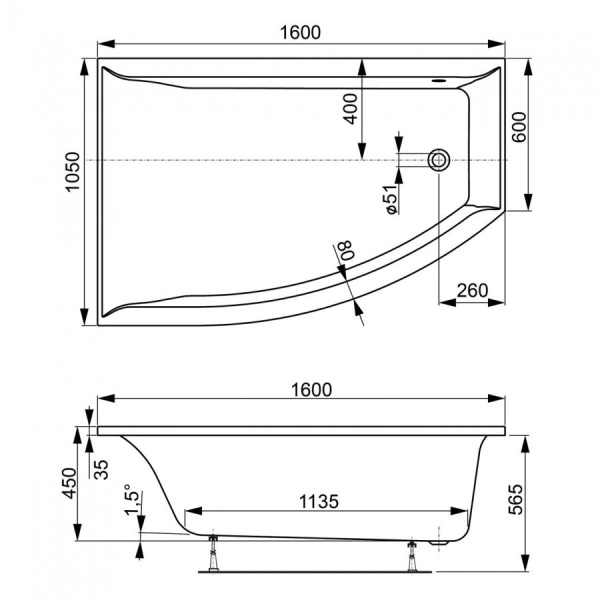 Акриловая ванна Vagnerplast Veronela OFFSET (160x105) VPBA160VEA3LX-04 левая Акриловая ванна Vagnerplast Veronela OFFSET (160x105) VPBA160VEA3LX-04 левая