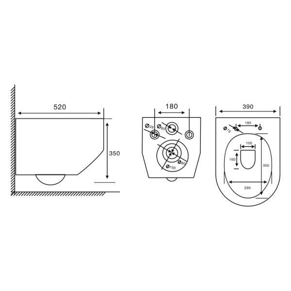 Унитаз ABBER Rechteck AC1218 подвесной белый, безободковый, смыв торнадо