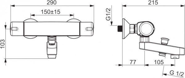 Смеситель для ванны и душа Oras Nova 7442U Смеситель для ванны и душа Oras Nova 7442U