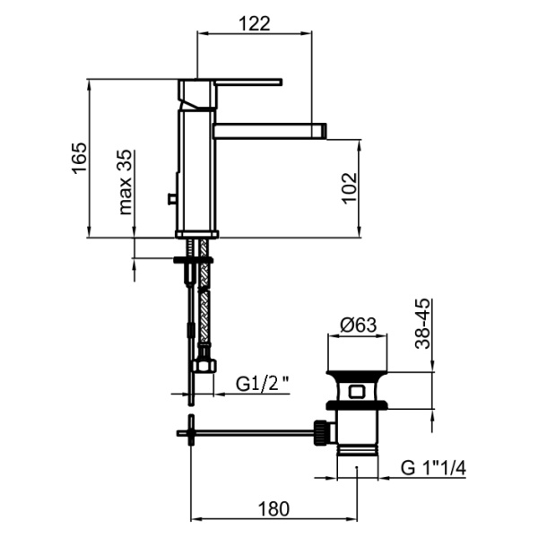 Смеситель для раковины Webert Azeta New AA830102015, хром