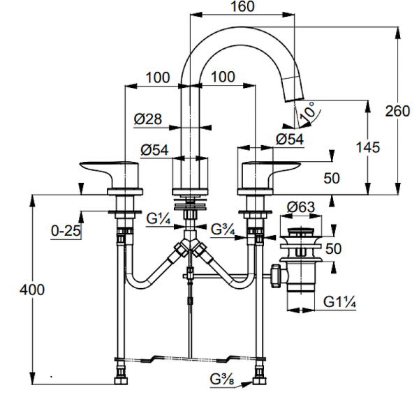 Смеситель для раковины Kludi Objekta 323930575