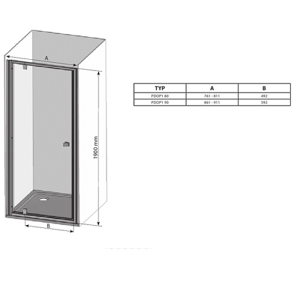 Душевая дверь Ravak Pivot PDOP1-90 03G70C00Z1