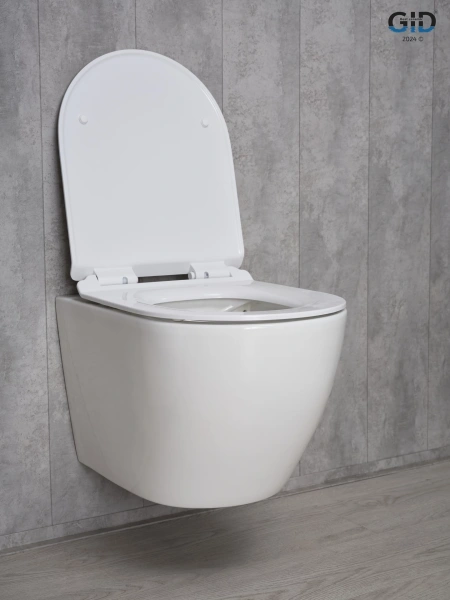 Подвесной унитаз безободковый Gid Tr2122b белый глянец, с микролифтом