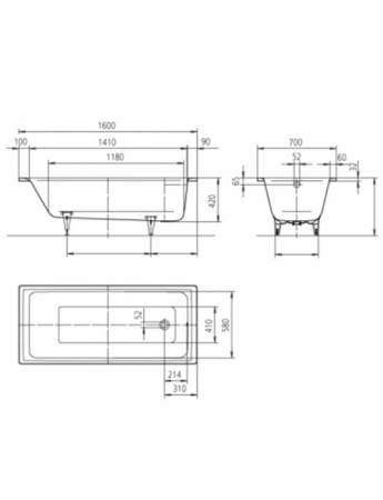 Стальная ванна (160х70) Kaldewei Puro Star 258500010001