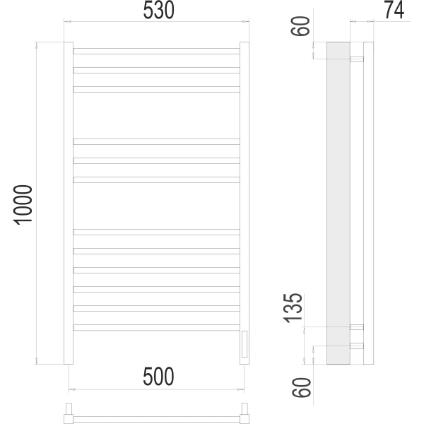 Полотенцесушитель электрический Terminus Сицилия (500х1000) П12 4670078526298