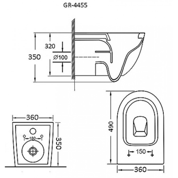Комплект унитаза с инсталляцией Grossman Style 97.4455MS.05.21M с клавишей смыва