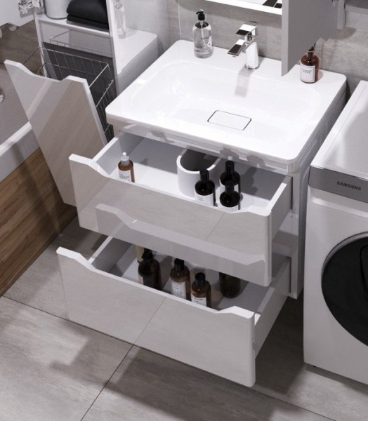 Тумба под раковину Style Line Марелла 60 Люкс Plus СС-00002405 белый глянец