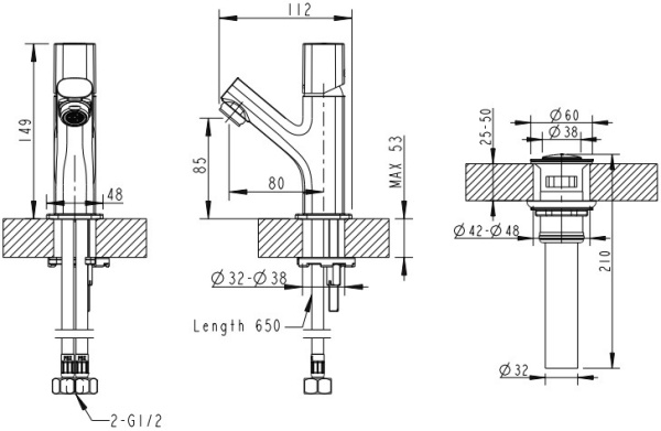Смеситель для умывальника Bravat NIZZA F1273308CP-RO