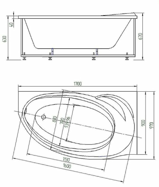 Акриловая ванна Aquatek Бетта (170х97)  BET170-0000100 правая Акриловая ванна Aquatek Бетта (170х97)  BET170-0000100 правая
