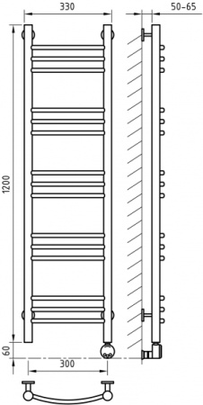 Электрический полотенцесушитель ArtofSpace ARTICO EAAO3001200RAL9016RP
