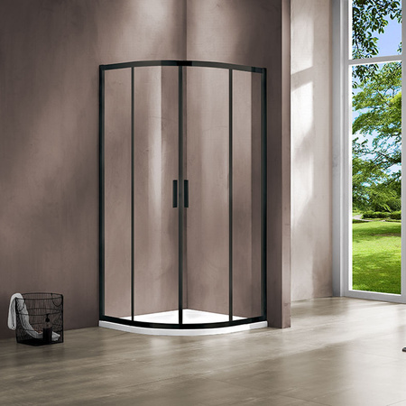Душевой уголок Vincea  Garda VSQ-1G900CLB (90х90) черный, стекло прозрачное