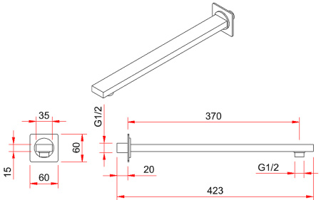 Кронштейн для верхнего душа Berges Wasserhaus Ventas S Black 074008