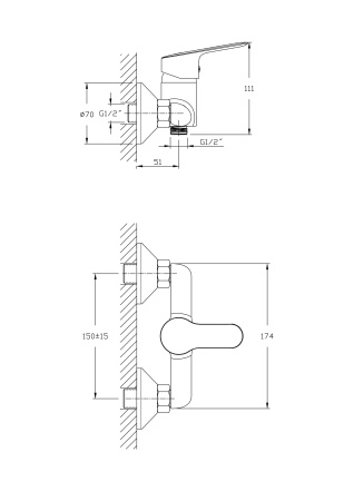 Смеситель для душа RUSH Crete CR3535-63