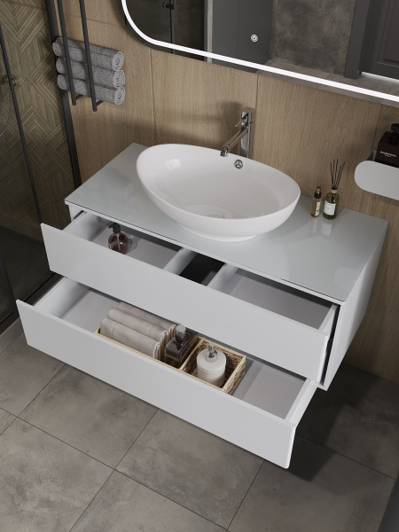 Тумба без раковины подвесная Orange Otto Ot-100TuGLASS столешница стекло/МДФ