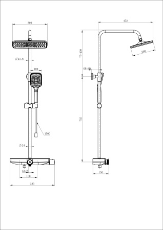 Душевая система с термостатом WONZON & WOGHAND ThermoKlick, хром WW-B3098-A-CR