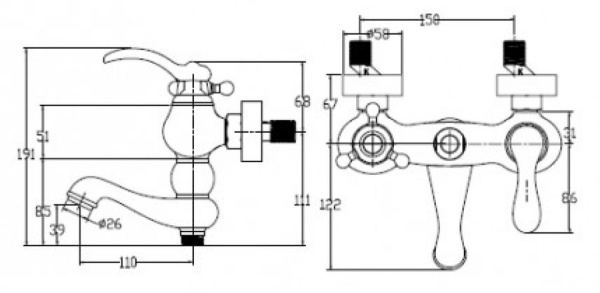 Смеситель для ванны с душем KAISER Logo (47722-1Br)