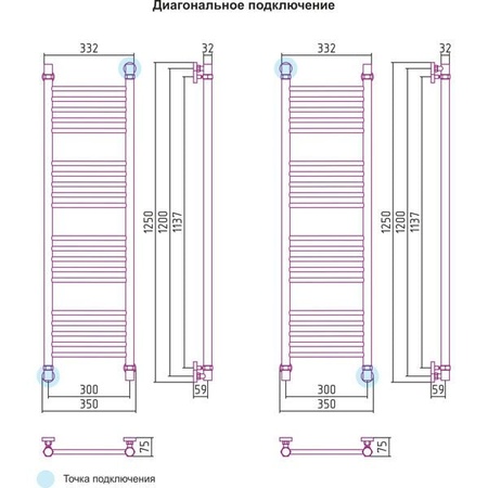 Полотенцесушитель водяной 1200х300 Сунержа Богема 00-0102-1230