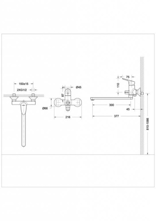 Смеситель для ванны с длинным изливом Bravat Drop F64898C-L