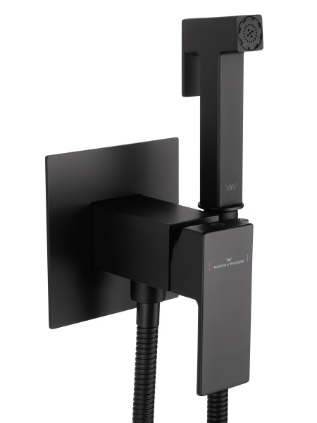 Смеситель с гигиеническим душем встраиваемый WONZON & WOGHAND CUBE, черный матовый WW-88829016-MB Смеситель с гигиеническим душем встраиваемый WONZON & WOGHAND CUBE, черный матовый WW-88829016-MB