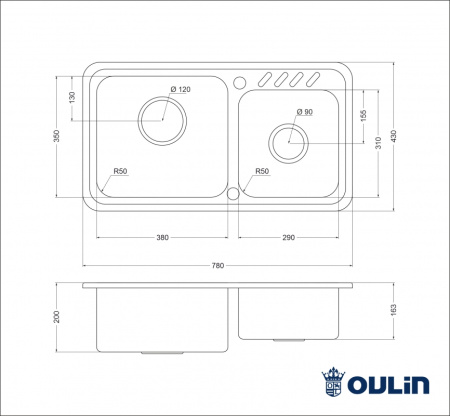 Кухонная мойка (78х43)  Oulin OL-H9903