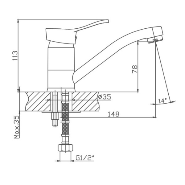 Смеситель для кухни Cron CN4514 Смеситель для кухни Cron CN4514