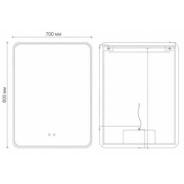 Зеркало (70х80) Grossman ELEGANS-норма 177080 LED с сенсорным выключателем и подогревом
