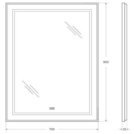 Зеркало (70х90) BelBagno Kraft SPC-KRAFT-700-900-LED-TCH-WARM-NERO с подсветкой