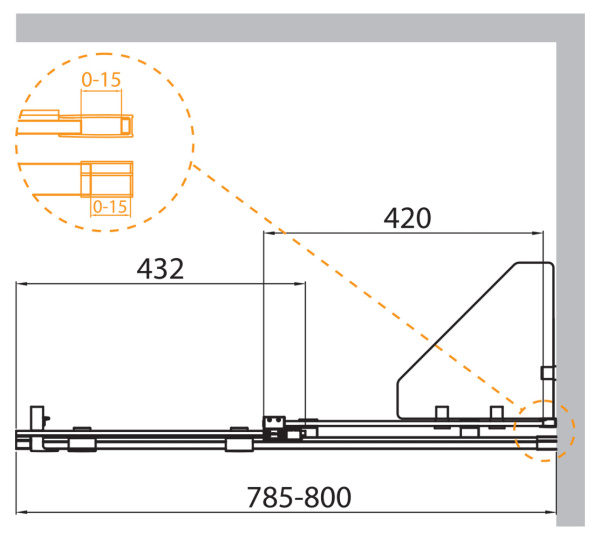 Шторка на ванну с полками CEZARES STREAM-VFS-11-80/150-C-Cr