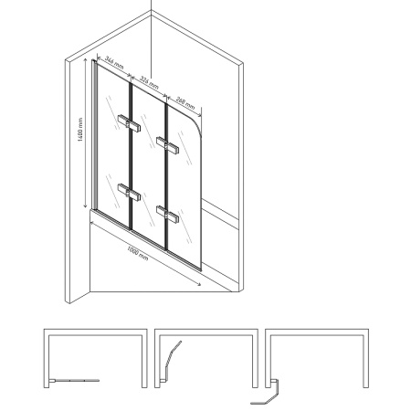 Шторка на ванну Berges Wasserhaus City 2.0 (100х140) 062014