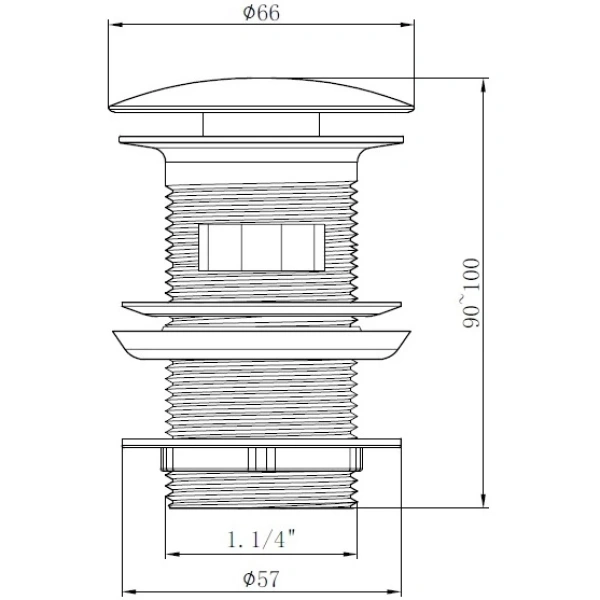 Донный клапан с фиксированной декоративной крышкой CEZARES CZR-SAT-GM оружейная сталь