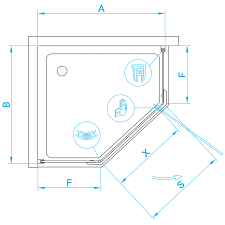 Душевой уголок (80х80) RGW Hotel HO-081-B 350608188-14 прозрачное